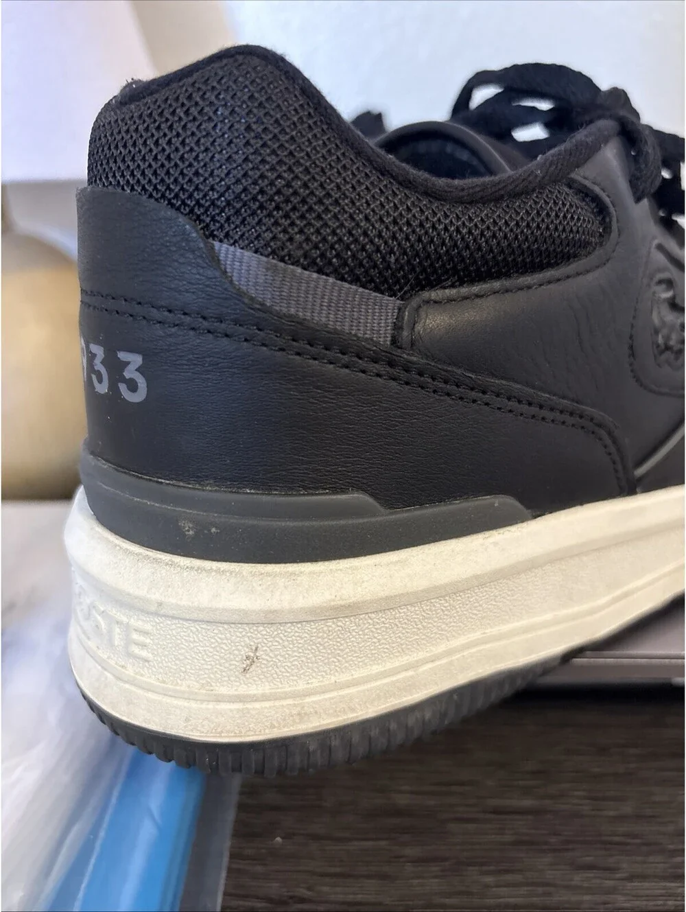 Lacoste Men's Lineshot 223 Leather Sneakers Shoes Black White US Size 11.5